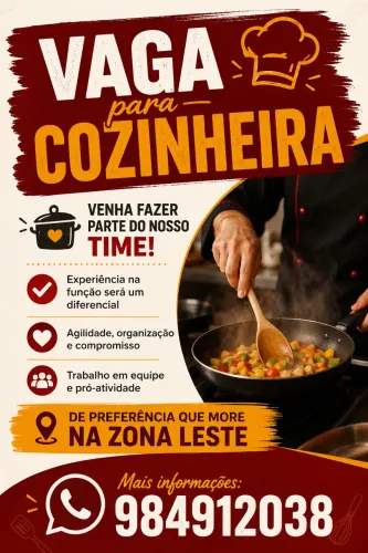 Vaga para cozinheiro(a)