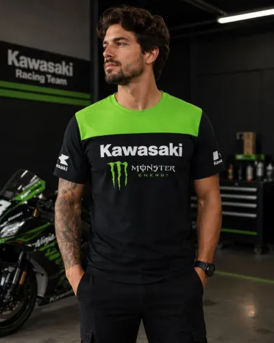 Camiseta Kawasaki Team Racing usada em ótimo estado
