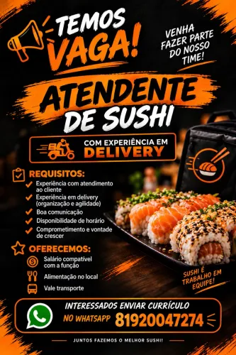 VAGA PARA ATENDENTE COM EXPERIÊNCIA