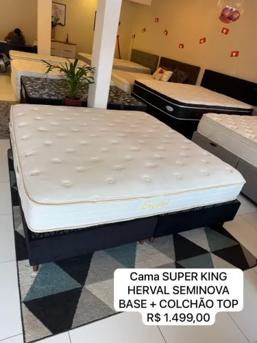 Colchão KING HERVAL SEMINOVO COM CAMA BOX 