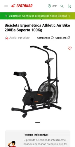 Bicicleta Ergométrica Athletic Air Bike 200Ba Suporta 100Kg