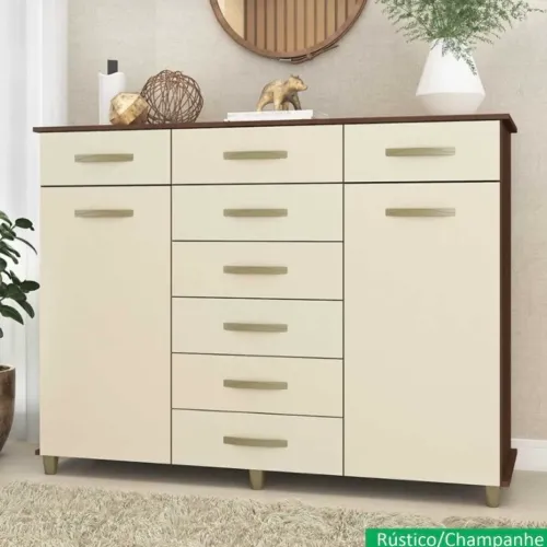 CÔMODA PREMIUM 8 GAVETAS 2 PORTAS 