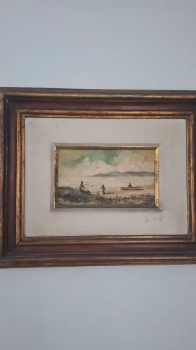 Pintura bucólica praia 29 x 49 cm 