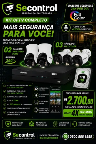 Kit câmeras full collor com áudio/ instalado