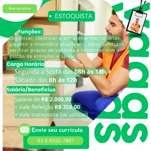 Vaga Emprego Estoquistas