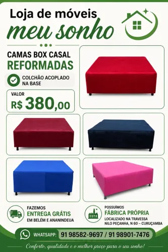 Cama box casal reformadas com entrega grátis belém e ananindeua
