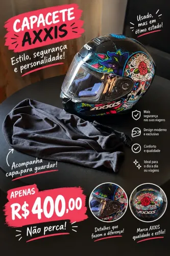 Capacete AXXIS R$400 reais para vender rápido 