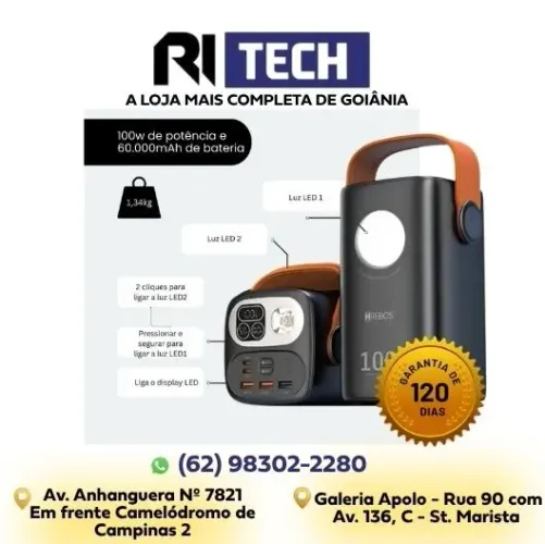 Powerbank Bateria Portátil 60000mah 100w Starlink Mini Até 6h Tipo C