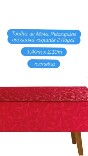Toalha de Mesa Retangular Jacquard requinte II Royal 1,40m x 2,10m vermelha.<br>