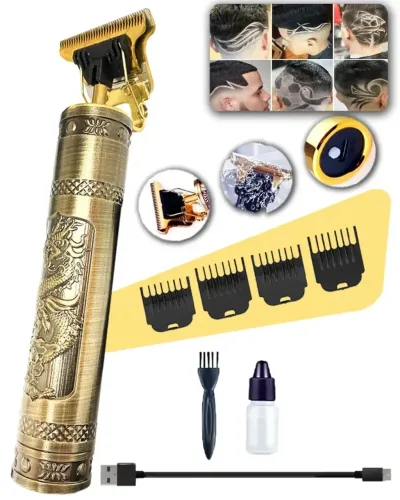 Máquina De Cortar Cabelo E Aparador De Barba Dr. Hank Dragão Dourado Lâmina T Profissional