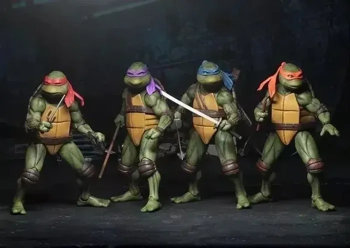Coleção Completa TMNT NECA - 4 Tartarugas + Mestre Splinter (Filme 1990)