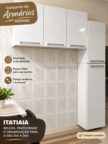 Conjunto de Armário de Cozinha Completo Branco - Ótimo Estado