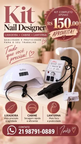 Kit para nail designer para embelezamento das unhas