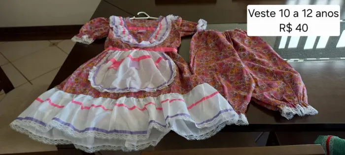 Vestido de festa junina infantil - tamanho 10 a 12