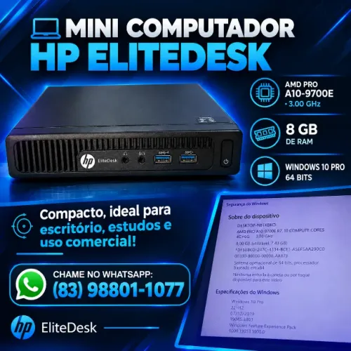 Gabinete Compacto Moderno HP EliteDesk (( Aceitamos Cartoes Ou Pix))