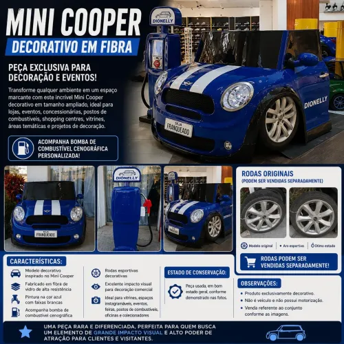 Mini Cooper Decorativo em Fibra + Rodas Esportivas
