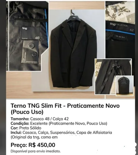 TERNO SOCIAL TNG SLIM FIT COMPLETO - OPORTUNIDADE!