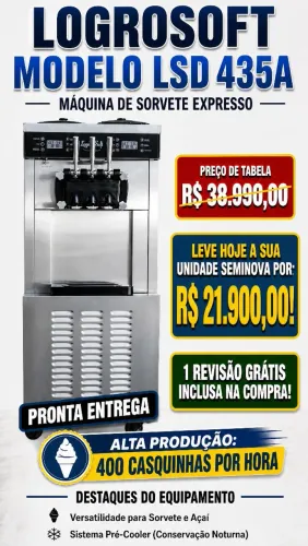 Lsd435 - Máquina De Sorvete Expresso Logro Soft - 400un/hora