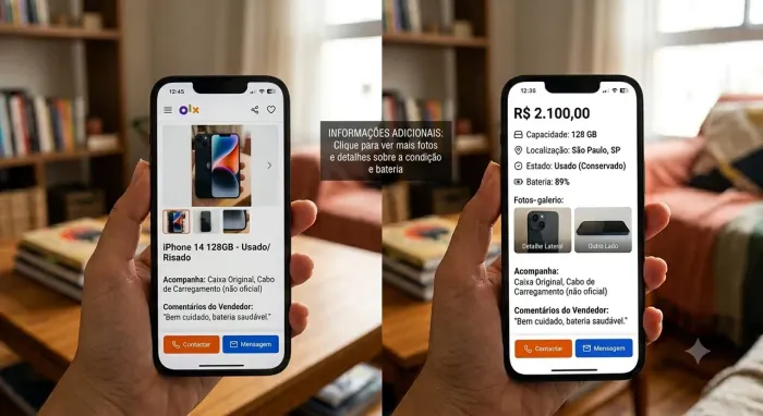 iPhone 14 Usado - 128 GB, Bateria 77%, Pequeno Risco no Canto - Preço Justo