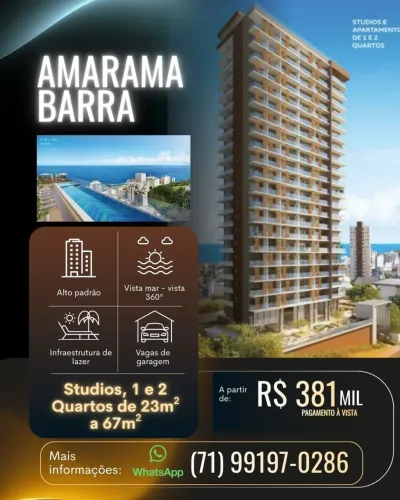 APARTAMENTO Na Barra com 23m² a 67m² studios, 1 e 2 quartos