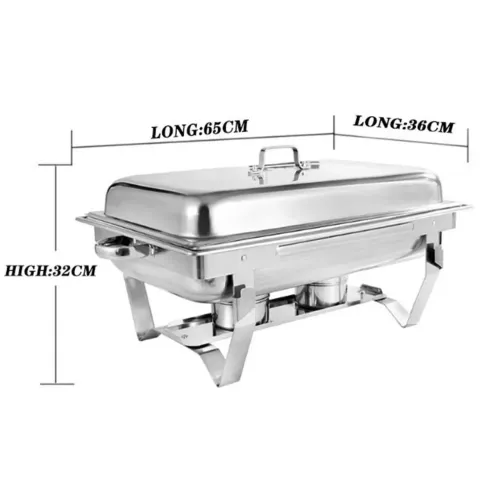 Rechaud Inox 9 Litros 1/3 Panelas Banho Maria 3 Cubas Buffet
