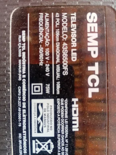 Placa TCOM TV Semp TCL 43S6500FS + 2 cabos flat