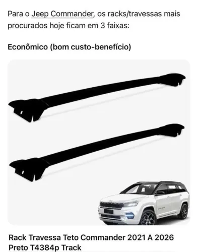 rack de teto jeep Commander  2022 a 2026