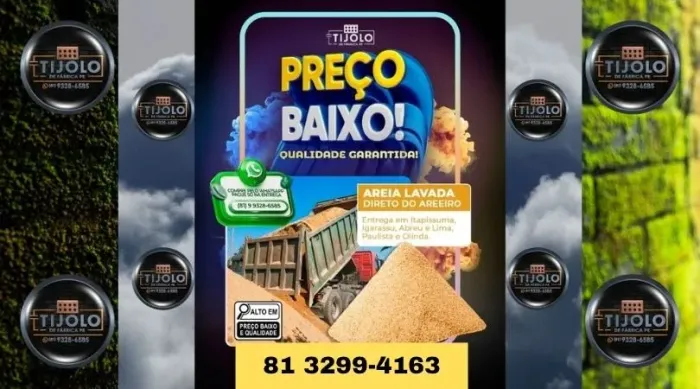 areia lavada só pague na entrega