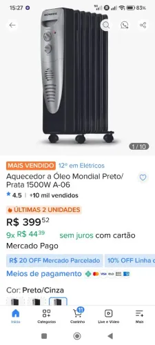 Aquecedor a óleo elétrico 220 volts