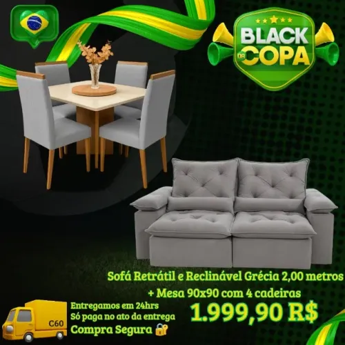 Combo Sala - Sofá + mesa 90x90 (Pague na entrega)