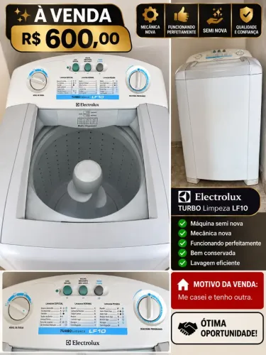 Máquina de Lavar Electrolux 10kg - Mecânica Nova