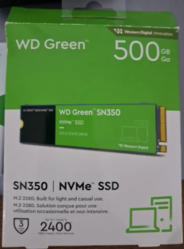 SSD 500GB WD Green SN350 NVMe M.2 - Na Caixa (Apenas 7 Meses de Uso)