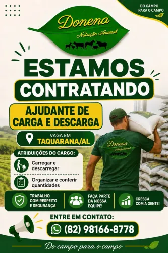 VAGAS DE EMPREGO TAQUARANA/AL - AJUDANTE DE CARGA E DESCARGA