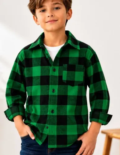 Camisa xadrez Infantil Manga Comprida Flanelada 