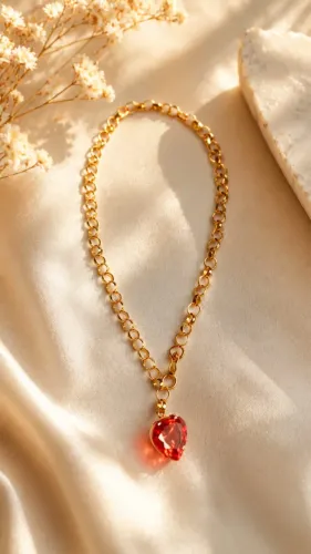 Pulseira de ouro feminina com pingente 