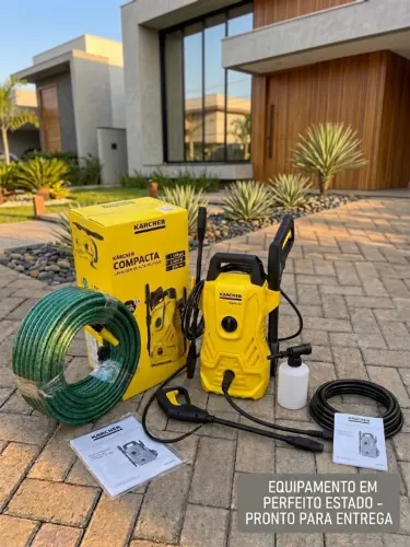 Lavadora de Alta Pressão Kärcher 1.500 Psi Força - Completa + Canhão de espuma +Mangueira