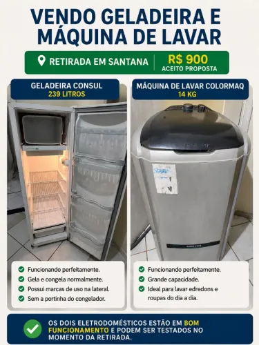 Kit Geladeira Consul + Tanquinho - Prontos para Uso