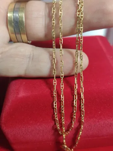 Cordão Elos Cadeadinho Fino Maciço Ouro 18 Kilates Peso 3 Gramas 0,70 mm