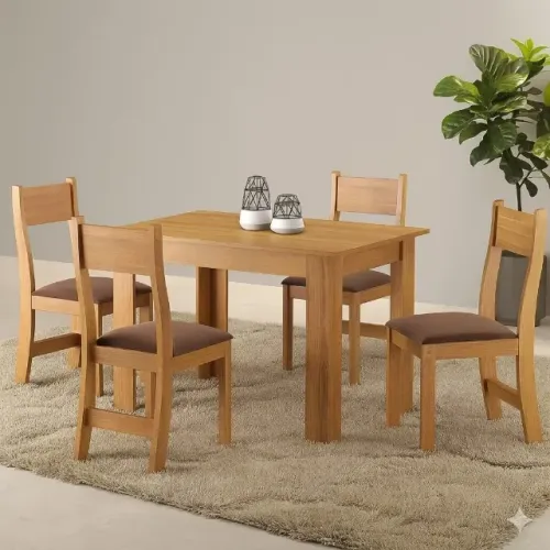 Mesa de jantar Palace Com Cadeiras na cor Bombom