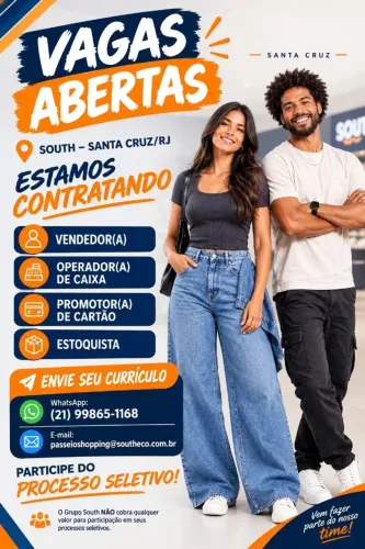 ESTAMOS CONTRATANDO SOUTH SANTA CRUZ VENDEDOR. CAIXA . PROMOTOR . ESTOQUISTA
