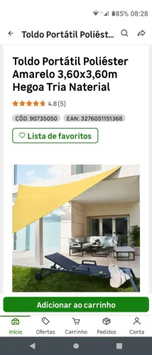 Toldo Portátil Poliéster Amarelo 3,60x3,60m Hegoa Tria Naterial