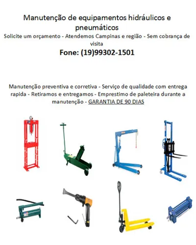 Manutenção em equipamentos hidráulicos