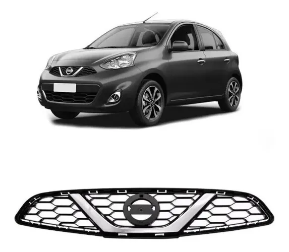Grade Radiador Com Friso Cromado Nissan March 2015 a 2018