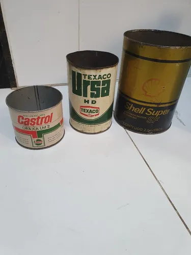Antigas latas de óleo Castrol shell texaco enfeites raros