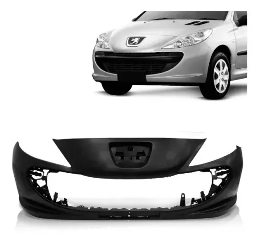 Parachoque Peugeot 207 2009 à 2016 - Dianteiro Preto Liso - Furo Farol Auxiliar - R2A