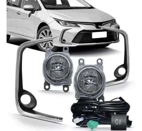 Kit Farol Milha Led Corolla 2020 à 2022 Molduras e Botão Original