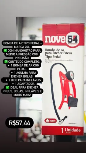 bomba de Ar para Encher Pneus Tipo Pedal 954