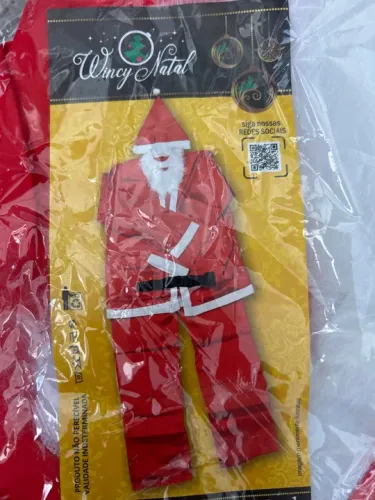 Fantasia Papai Noel - Adulto em cetim acompanha Barba 