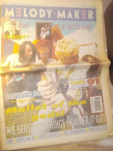 Jornal de música Melody Maker setembro de 1991 Inbetween Days Bowie Guns n Roses