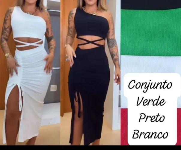 Conjunto maravilhoso preto, branco, vermelho e verde perfeitos